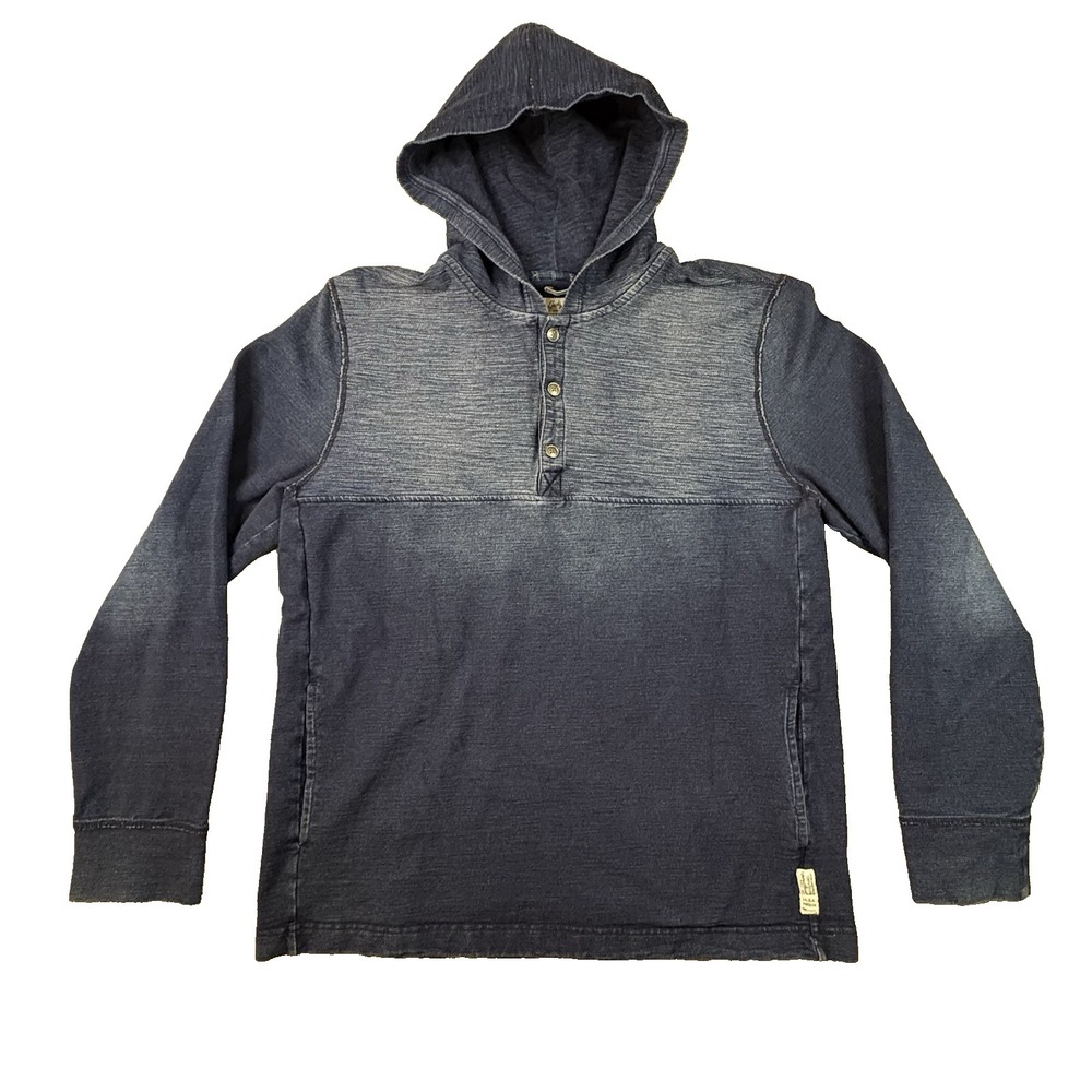 Lucky Brand Men's L True Indigo Hooded Henley Grey Label Medium Wash SEE DESCRIP
